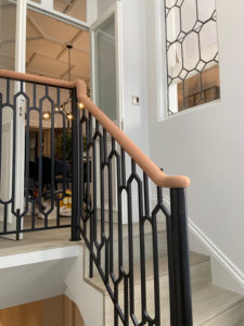wooden staircase with short bannister