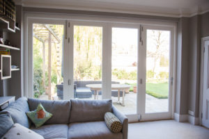 french doors from living room, modern garden