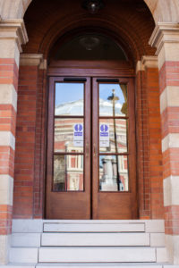 wooden doors to public building