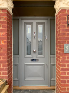 grey door with side windows