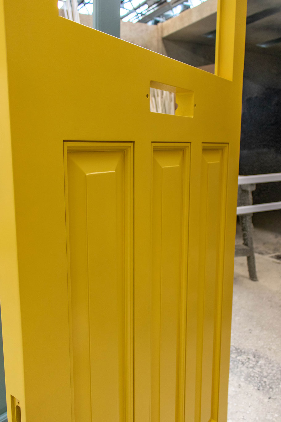 yellow door in construction