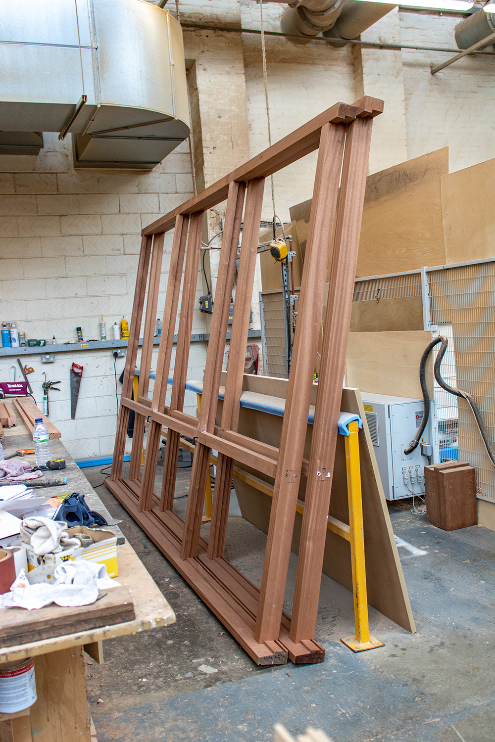 Set of 2 large wooden window frames