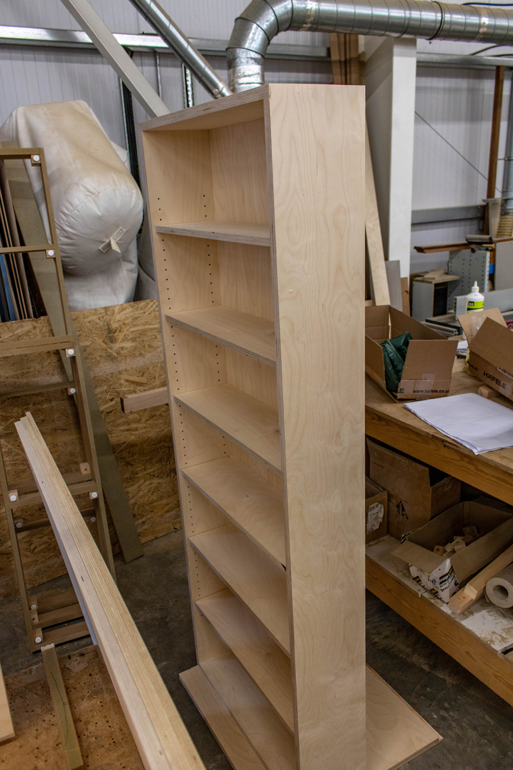 wood shelves in k&d joinery workshop