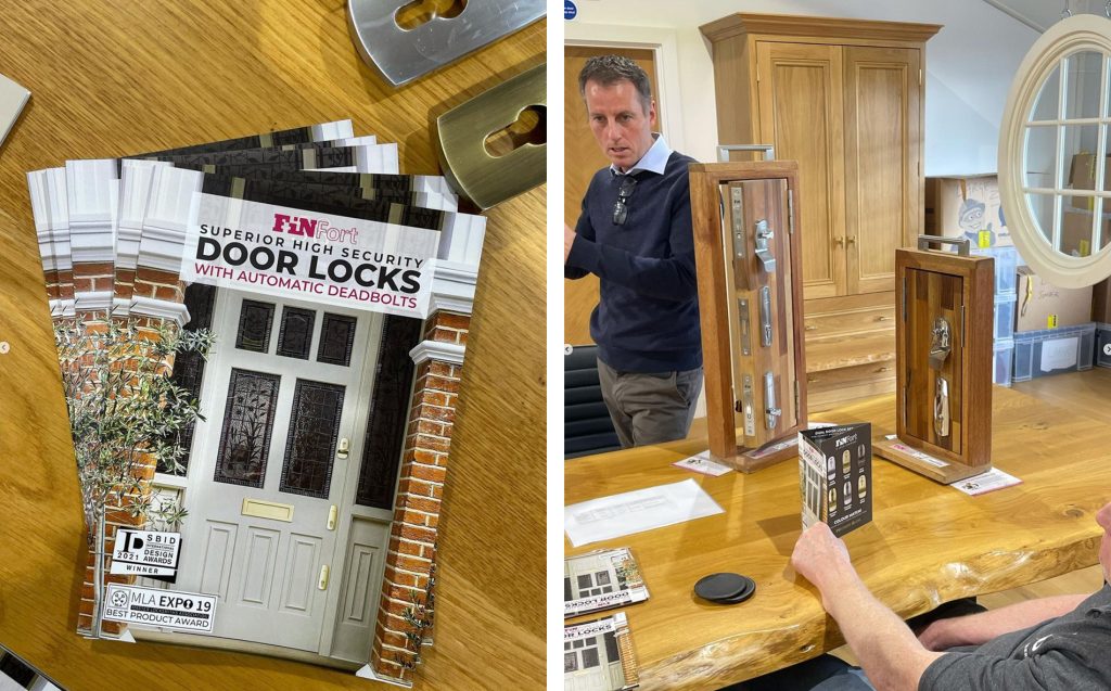 Meeting at our K and D Joinery showroom to discuss Fin Fort high security locks